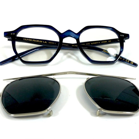 Oliver Peoples Blue and Silver Convertible Glasses